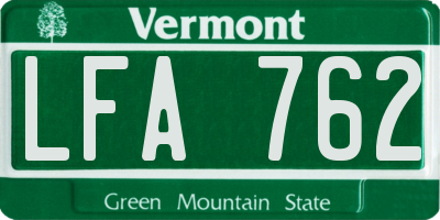 VT license plate LFA762