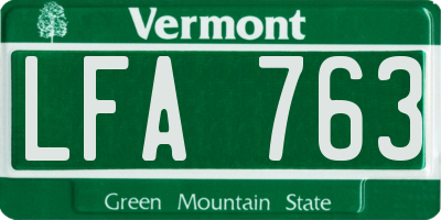 VT license plate LFA763