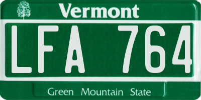 VT license plate LFA764