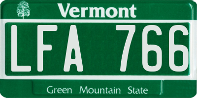 VT license plate LFA766