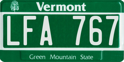 VT license plate LFA767