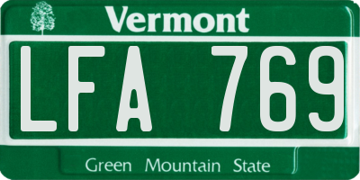 VT license plate LFA769
