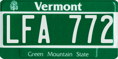 VT license plate LFA772