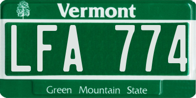 VT license plate LFA774