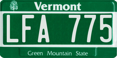 VT license plate LFA775