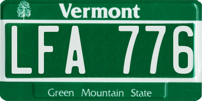 VT license plate LFA776