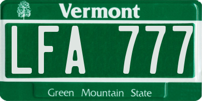 VT license plate LFA777