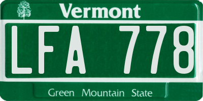 VT license plate LFA778
