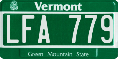 VT license plate LFA779