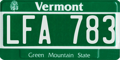 VT license plate LFA783