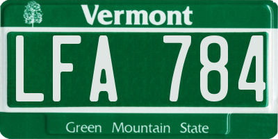 VT license plate LFA784