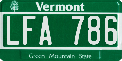 VT license plate LFA786