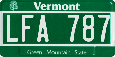 VT license plate LFA787