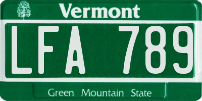 VT license plate LFA789