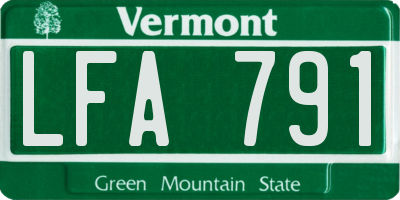 VT license plate LFA791