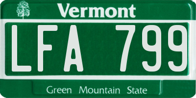 VT license plate LFA799