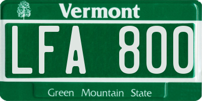 VT license plate LFA800