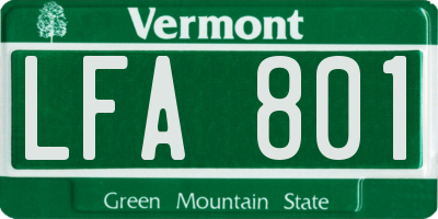 VT license plate LFA801
