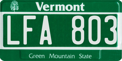 VT license plate LFA803