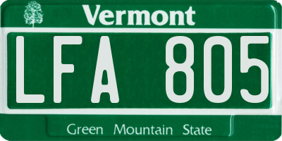 VT license plate LFA805