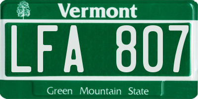 VT license plate LFA807
