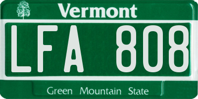 VT license plate LFA808