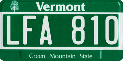 VT license plate LFA810