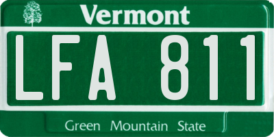 VT license plate LFA811