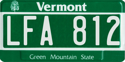 VT license plate LFA812