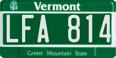 VT license plate LFA814