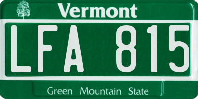 VT license plate LFA815