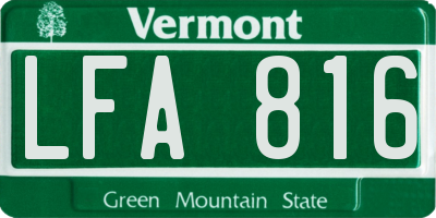 VT license plate LFA816