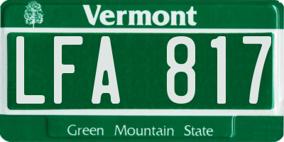 VT license plate LFA817