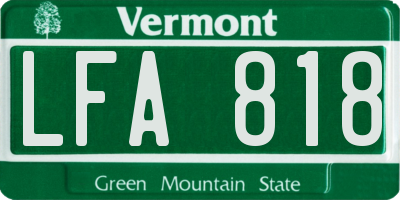 VT license plate LFA818