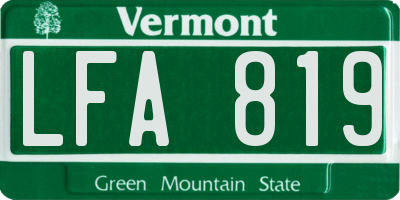 VT license plate LFA819