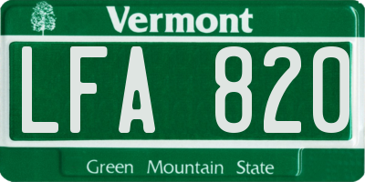 VT license plate LFA820