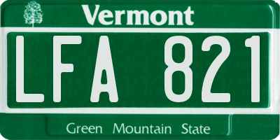 VT license plate LFA821