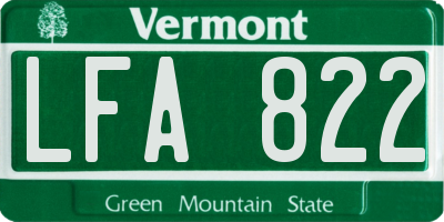 VT license plate LFA822