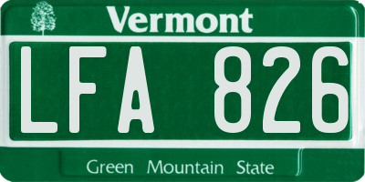 VT license plate LFA826