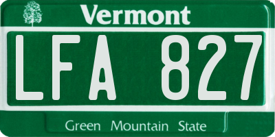 VT license plate LFA827