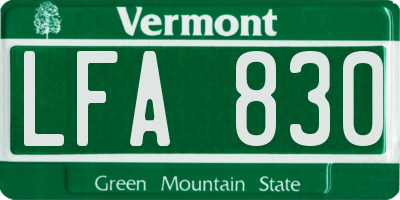 VT license plate LFA830