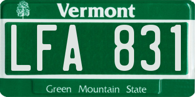 VT license plate LFA831