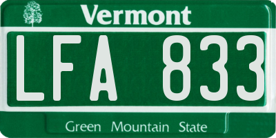 VT license plate LFA833