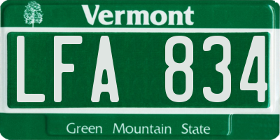 VT license plate LFA834