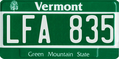 VT license plate LFA835