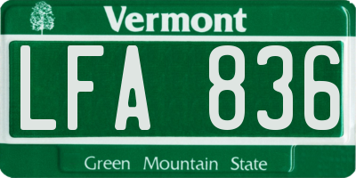 VT license plate LFA836