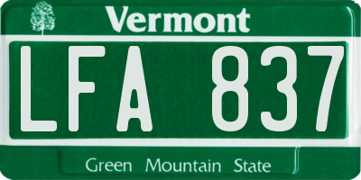 VT license plate LFA837