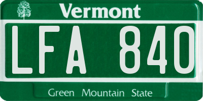 VT license plate LFA840
