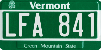 VT license plate LFA841