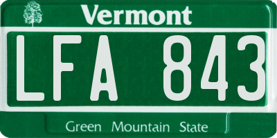 VT license plate LFA843